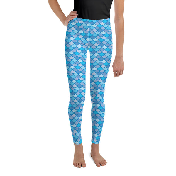 Echo Navy Blue - Classic Mermaid Scales Leggings - Youth