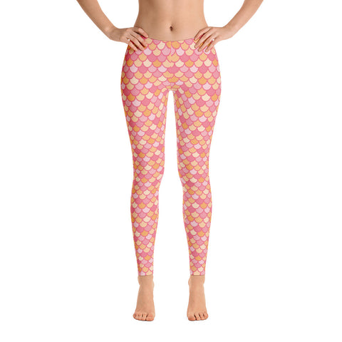 Kelby Coral - Classic Mermaid Scales Leggings - Adult