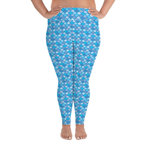 Echo Navy Blue - Classic Mermaid Scales Leggings - MerCurvy