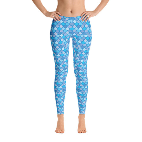 Echo Navy Blue - Classic Mermaid Scales Leggings - Adult
